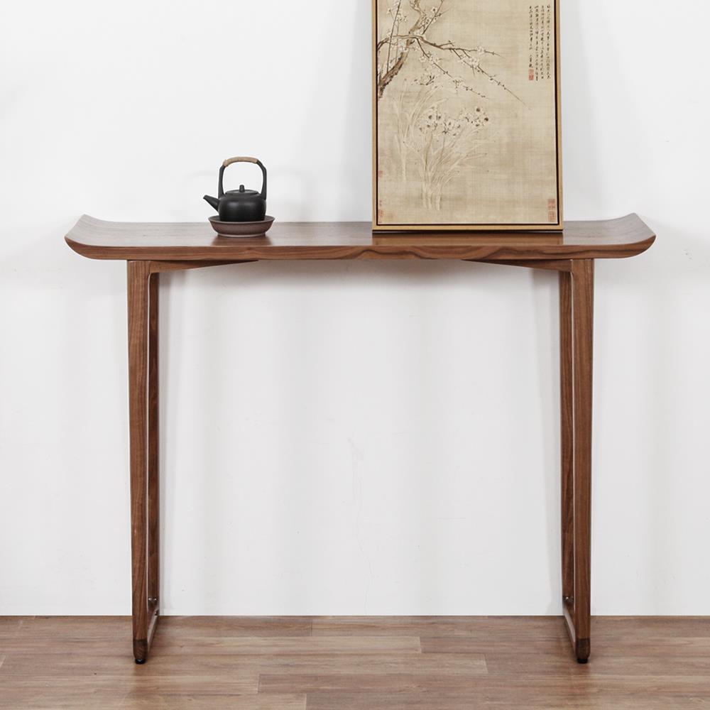 新中式黑胡桃实木玄关桌北欧轻奢极窄玄关台靠墙条几供桌翘头案