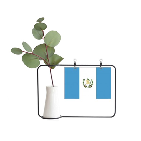 危地马拉国旗北美洲国家象征符号图案金属相框陶瓷花瓶装饰假花仿