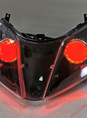 适用于铃木uy125摩托车大灯改装LED透镜恶魔眼日行灯总成灯泡配件