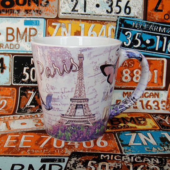 法国进口巴黎Paris陶瓷杯马克杯水杯咖啡杯子油画浪漫埃菲尔铁塔