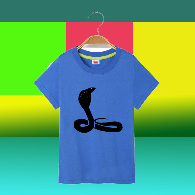 纯棉12生肖毒蛇属蛇卡通眼镜蛇黑曼巴短袖T恤衫衣服有儿童装男女