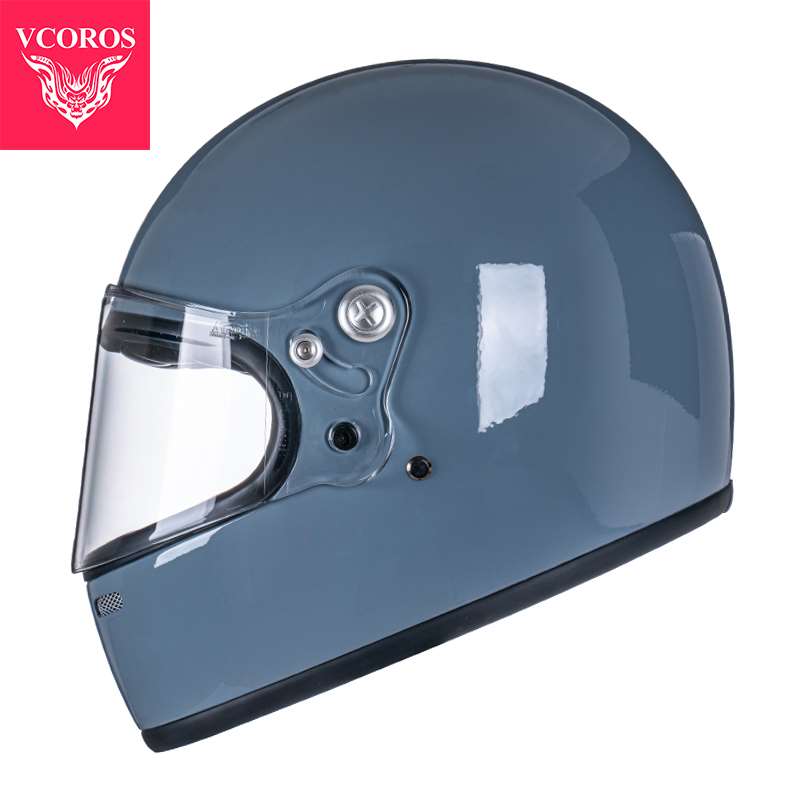 正品意大利VCOROS摩托车头盔男复古哈雷机车全盔玻璃钢材质个性头