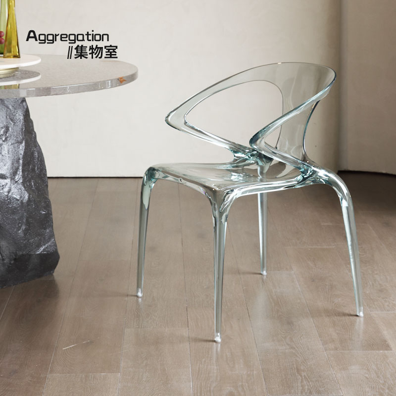 集物室亚克力餐桌椅轻奢高级设计师家用扶手透明靠背AVA水晶椅子
