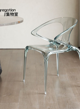 集物室亚克力餐桌椅轻奢高级设计师家用扶手透明靠背AVA水晶椅子