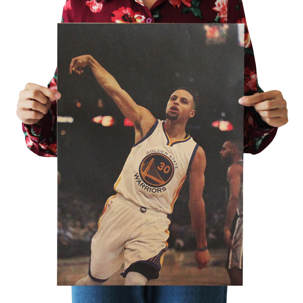 勇士队库里海报NBA篮球体育明星复古牛皮纸海报宿舍壁纸装饰贴画