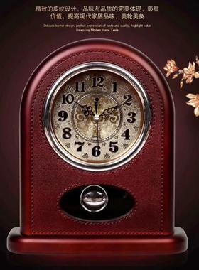 客厅桌面美式摆件卧室创意摇摆复古台式小型钟表家用座钟电子时钟