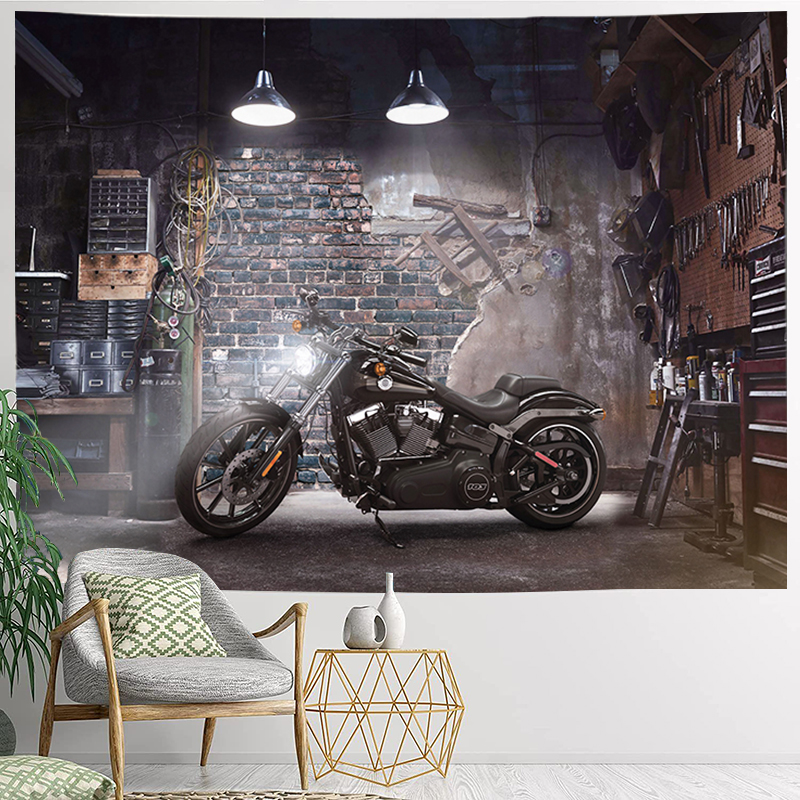 哈雷机车摩托车超大背景布墙面装饰雅马哈挂布宿舍床边挂毯墙画布
