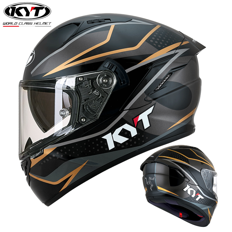 新KYT全盔摩托车头盔夏季男士防雾双镜片头盔机车女奶爸盔个性四
