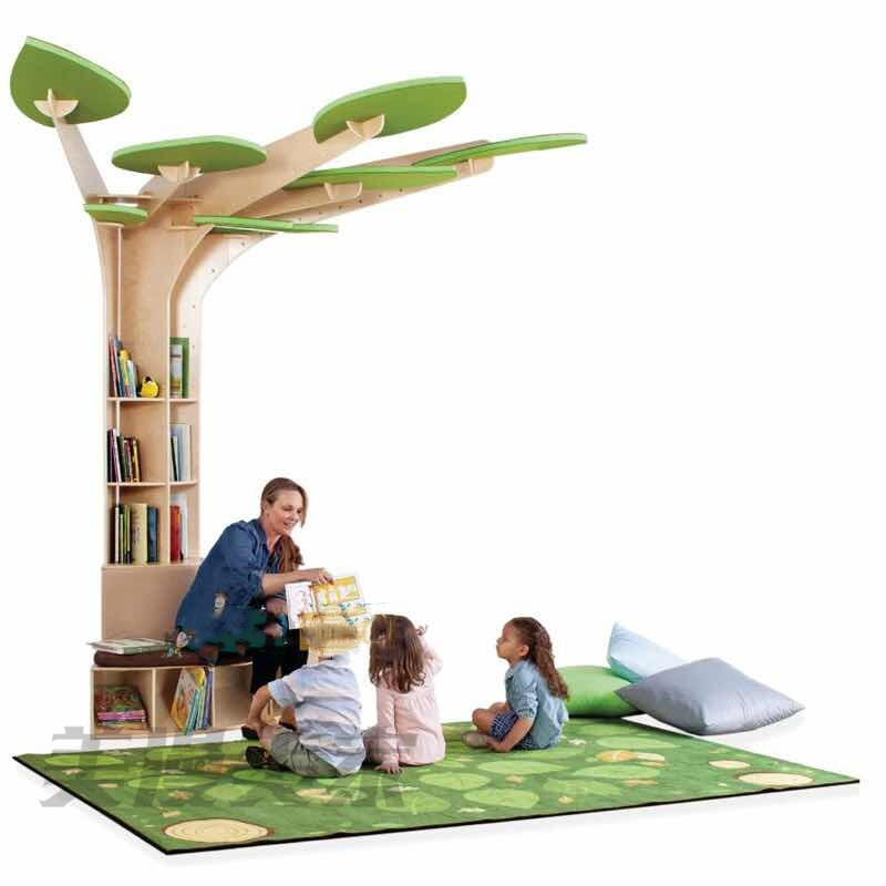 幼儿园学校早教培训大厅区角环创树墙面装饰树书柜亲子阅读角书架