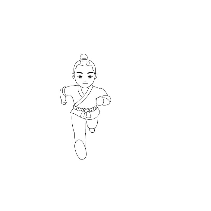 【原创】线条版正面人物跑步动作运动规律flash动画源文件帧频24