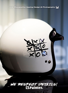 SP车贴个性摩托电动车游戏艺术头盔贴纸井字过三关创意汽车反光贴