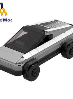 BuildMOC特斯拉赛博朋克越野旅行车电动皮卡汽车模型拼装积木玩具