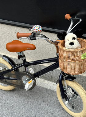 儿童自行车车篮山地车平衡车复古编织前篮筐溜娃神器篮子挂包配件