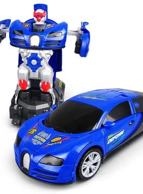 网红儿童变形机器人金刚小汽车玩具男孩电动跑车5警车6岁生日礼物