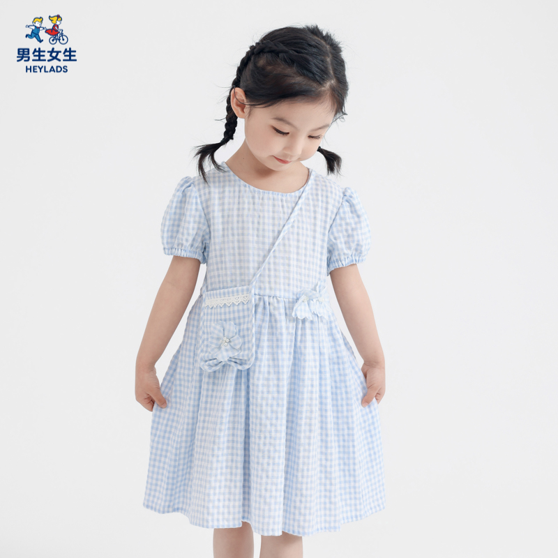 国民童装男生女生童装女小童夏季连衣裙2023新款宝宝时髦裙子