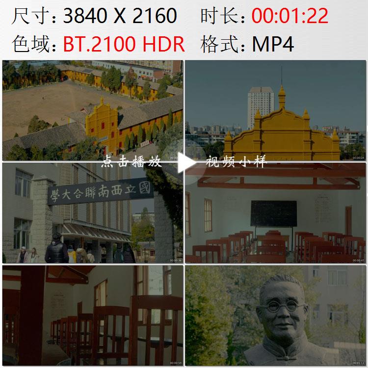云南昆明抗日烈士雕像云南陆军讲武堂国立西南联合大学视频素材