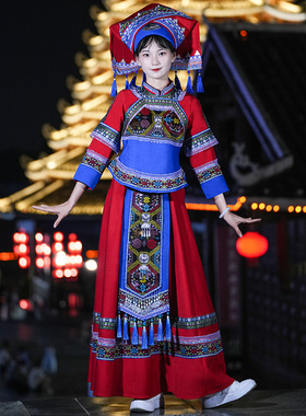 广西壮族民族服饰女三月三传统服装新款特色桂林壮锦大人衣服表演