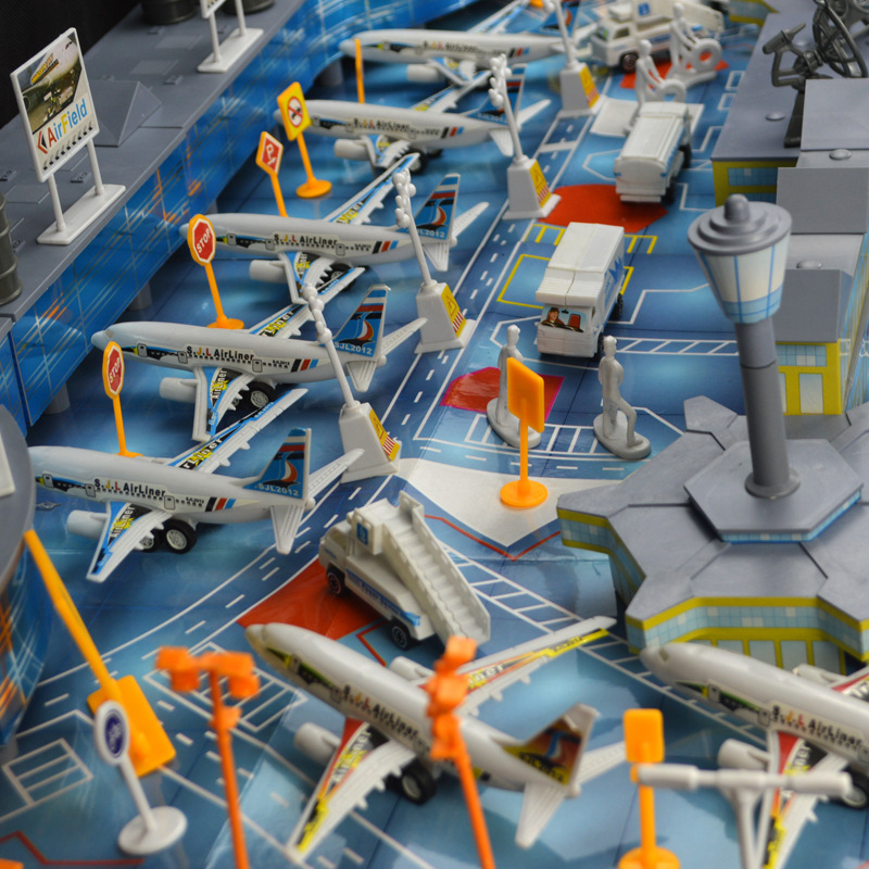 拼装静态航空飞机模型玩具  摆设飞机场场景套装  国际机场飞机场