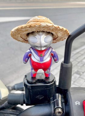 Q版草帽奥特曼电动车摩托机车装饰小配件汽车内饰品摆件电瓶玩偶