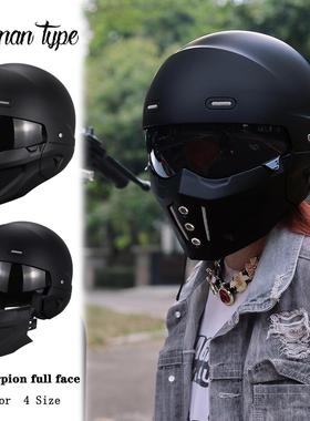 KLY复古蝎子头盔摩托车全盔K产组合式3/4半盔电动机车四季男女骑