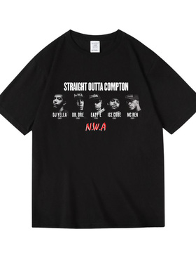 NWA美国加州康普顿西海岸匪帮饶舌嘻哈说唱乐团短袖半袖T恤男女夏
