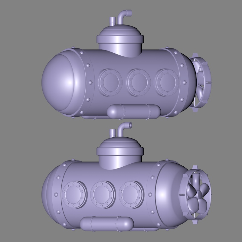 卡通潜水艇快艇摩托艇手办航模玉雕stl圆雕图3D打印雕刻机L0710