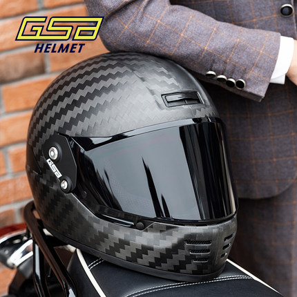 正品gsb复古头盔摩托车全盔男v73哈雷巡航街车骑行碳纤维机车头盔