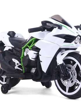 新款儿童电动摩托车可坐大人男女孩两轮双人可充电超大号玩具车2-