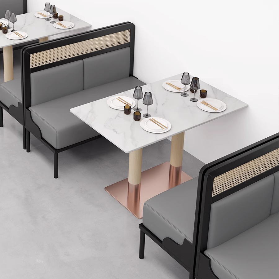 餐厅餐桌椅子食堂奶茶甜品店小吃店饭店快餐桌椅组合经济型设计感
