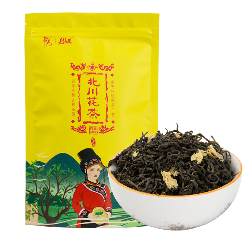 羌龙谷北川花茶150g袋装高山特产百年古树苔子茶特级浓香茉莉花茶