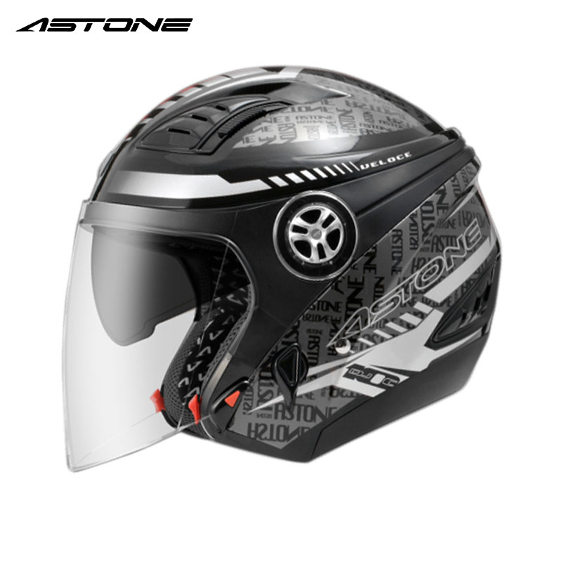 法国ASTONE摩托车头盔男夏季半盔双镜片蓝牙半盔覆式机车安全帽