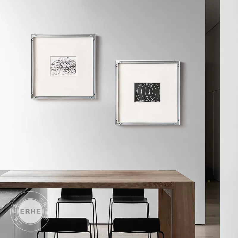 线性 极简黑白线条装饰画现代简约书房挂画小众艺术装置反框摆画