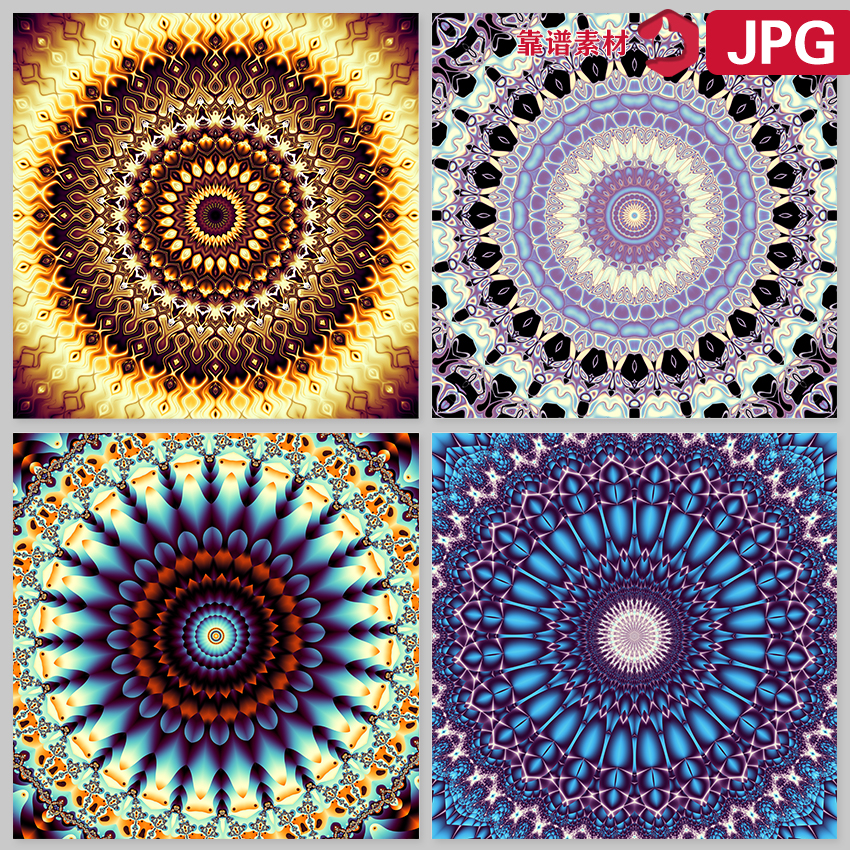 绚丽炫彩螺旋曼陀罗抽象花纹图案装饰画方块地毯高清图片设计素材