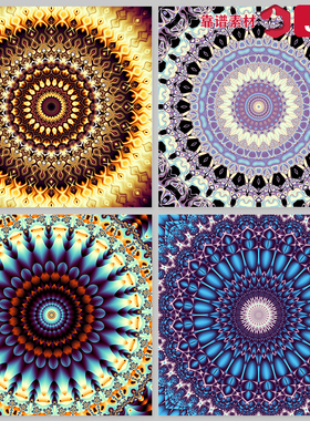 绚丽炫彩螺旋曼陀罗抽象花纹图案装饰画方块地毯高清图片设计素材