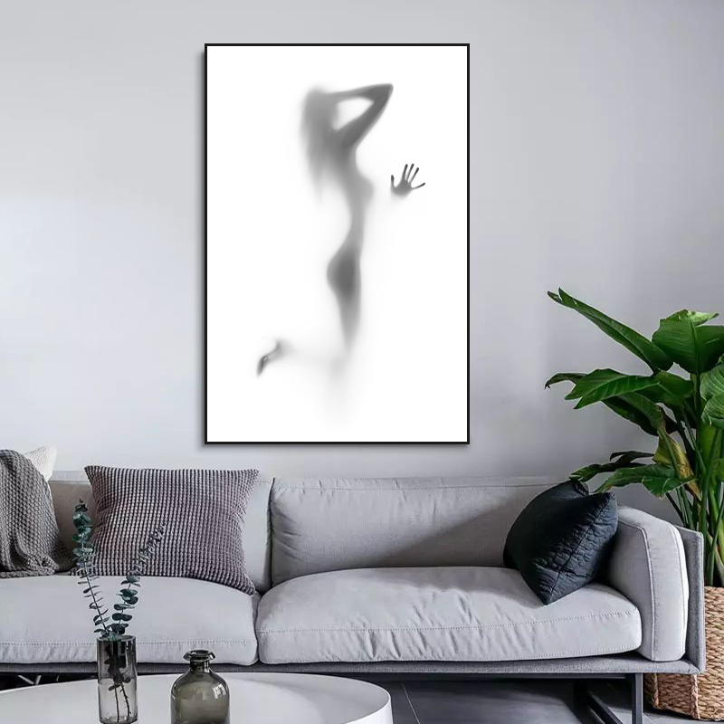 新现代极简黑白灰抽象装饰画人物美女小众挂画素描简约客厅卧室壁