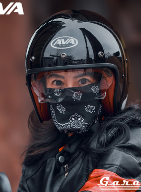 AVA摩托车头盔夏季男女士机车3/4半盔复古四季3C认证GARAGE安全帽
