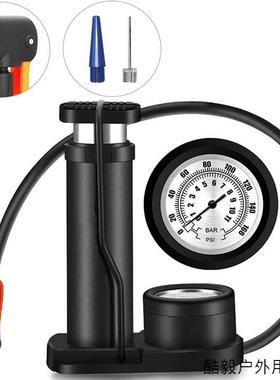 脚踏打气筒高压迷你便携式自行车电动摩托车家用脚踩气压表充气泵