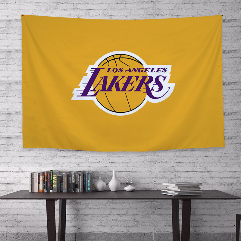 NBA湖人篮球logo队标背景布宿舍卧室装饰挂布出租屋球馆改造挂毯