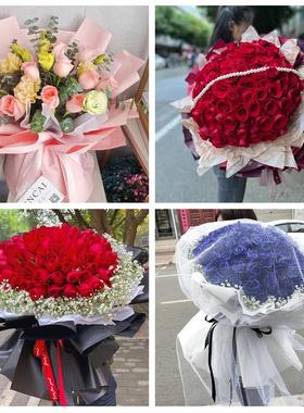 99朵红玫瑰鲜花束同城速递天津市滨海新区中塘镇泰达街道生日礼物