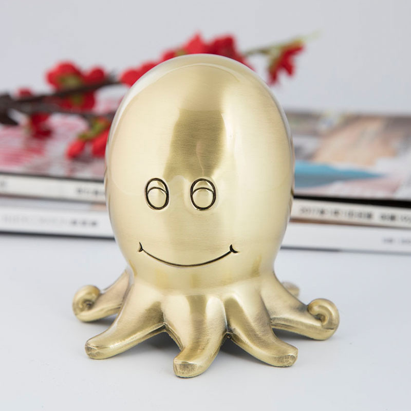 新款欧式创意八爪鱼存钱罐高档金属工艺品儿童礼品卡通可爱储蓄罐