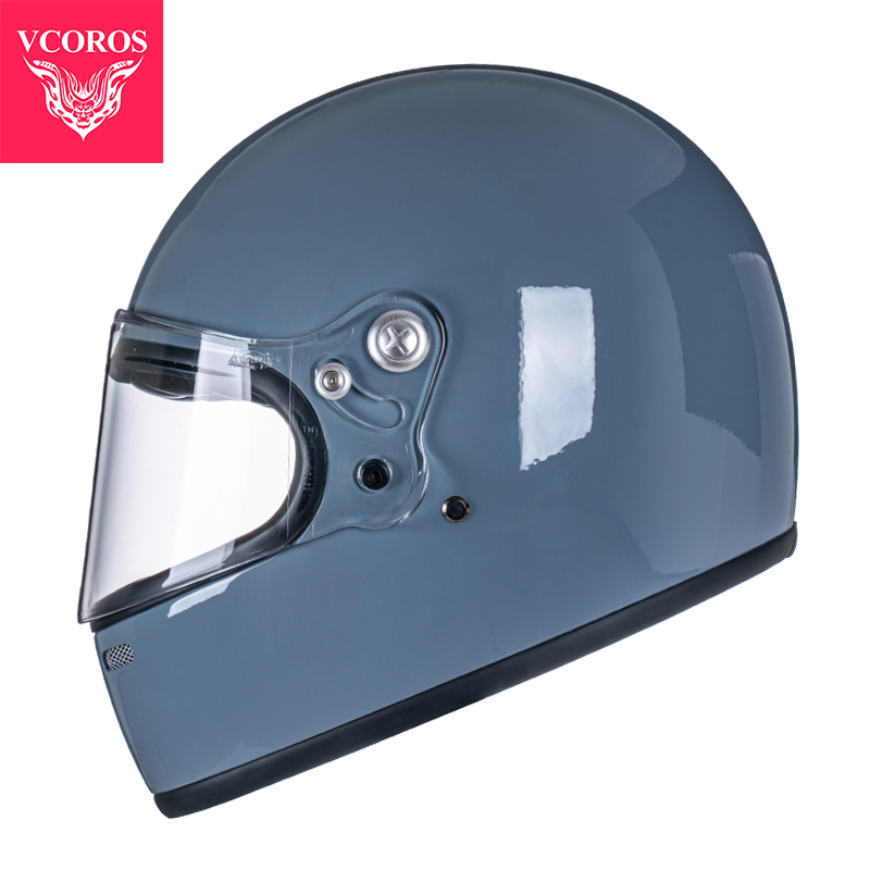 高档意大利VCOROS摩托车头盔男复古哈雷机车全盔玻璃钢材质个性头