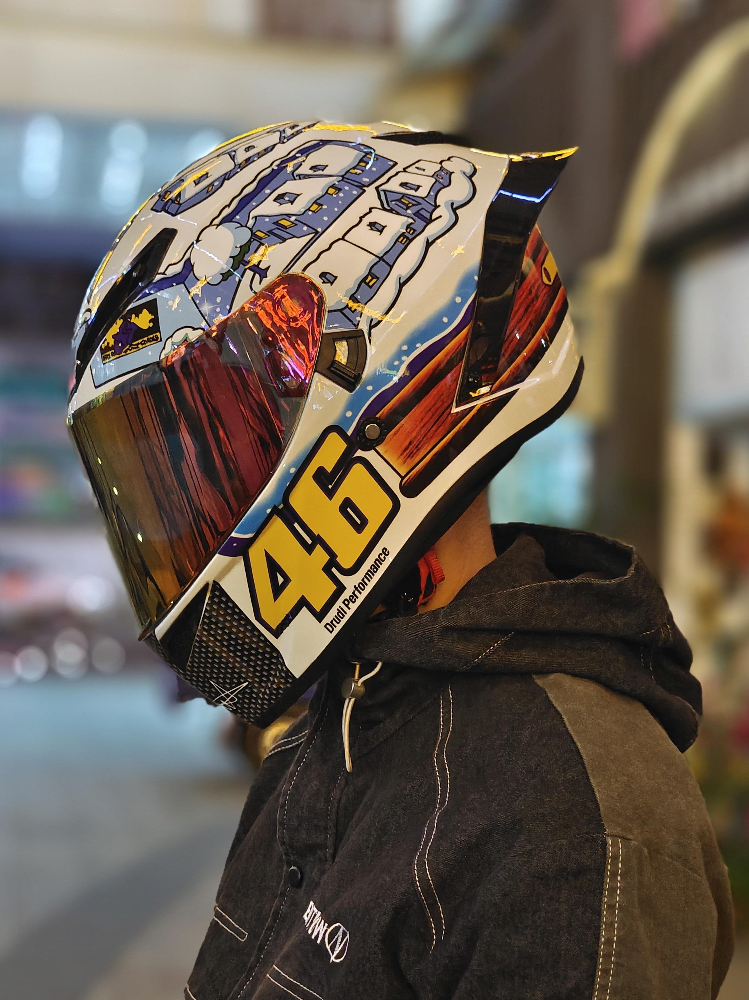 SHOEI摩托车双镜片头盔全覆式男女个性大尾翼四季机车全盔赛车盔