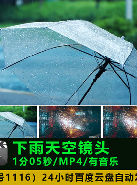 下雨天雨伞街道街头街景伤感空镜头 实拍视频素材
