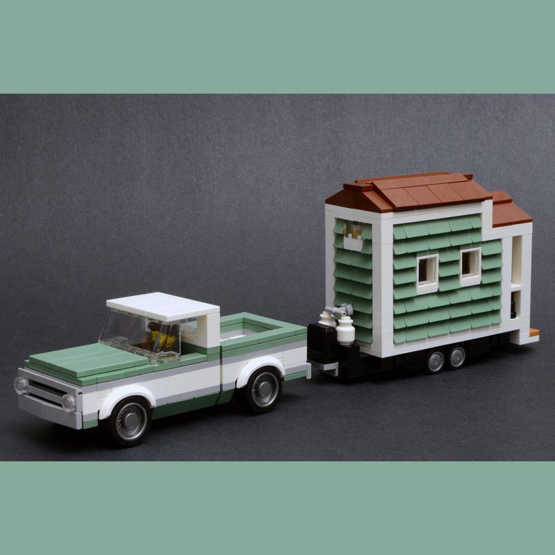 QF MOC汽车模型系列适用乐高积木雪佛兰 C10 拖车小房子拼装玩具