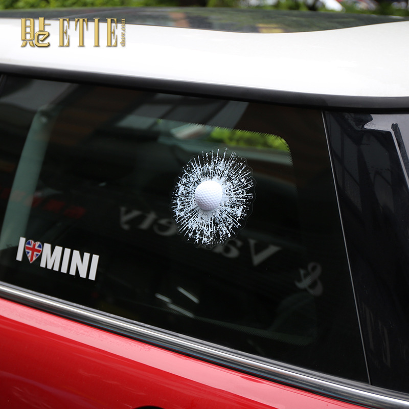 疯狂高尔夫球碎玻璃贴创意恶搞汽车贴纸划痕后窗玻璃汽车用品车贴