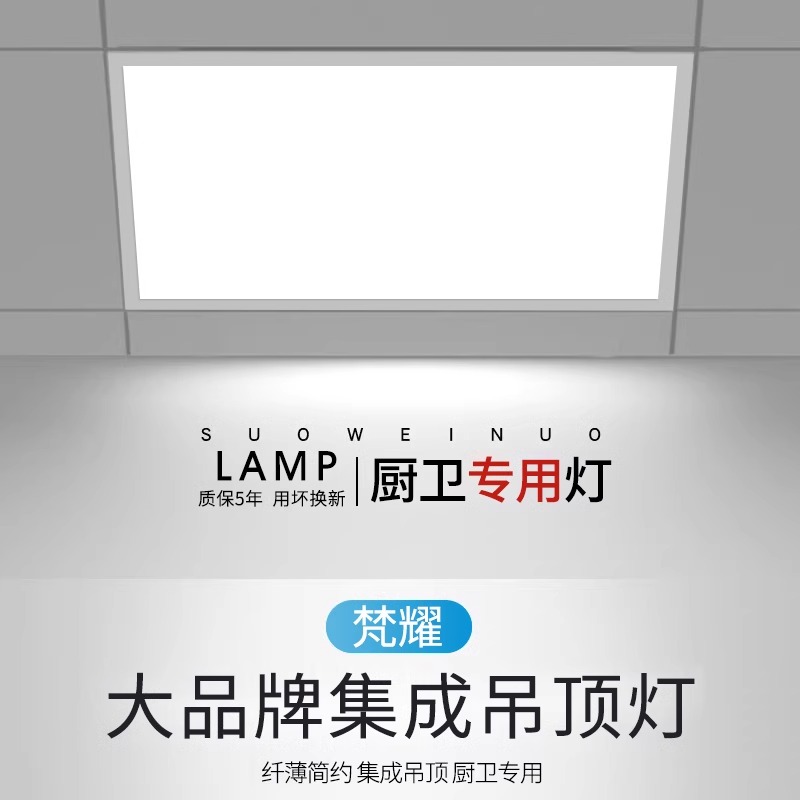 集成吊顶led灯厨房浴室厕所卫生间吸顶灯面板灯天花 嵌入式铝扣板