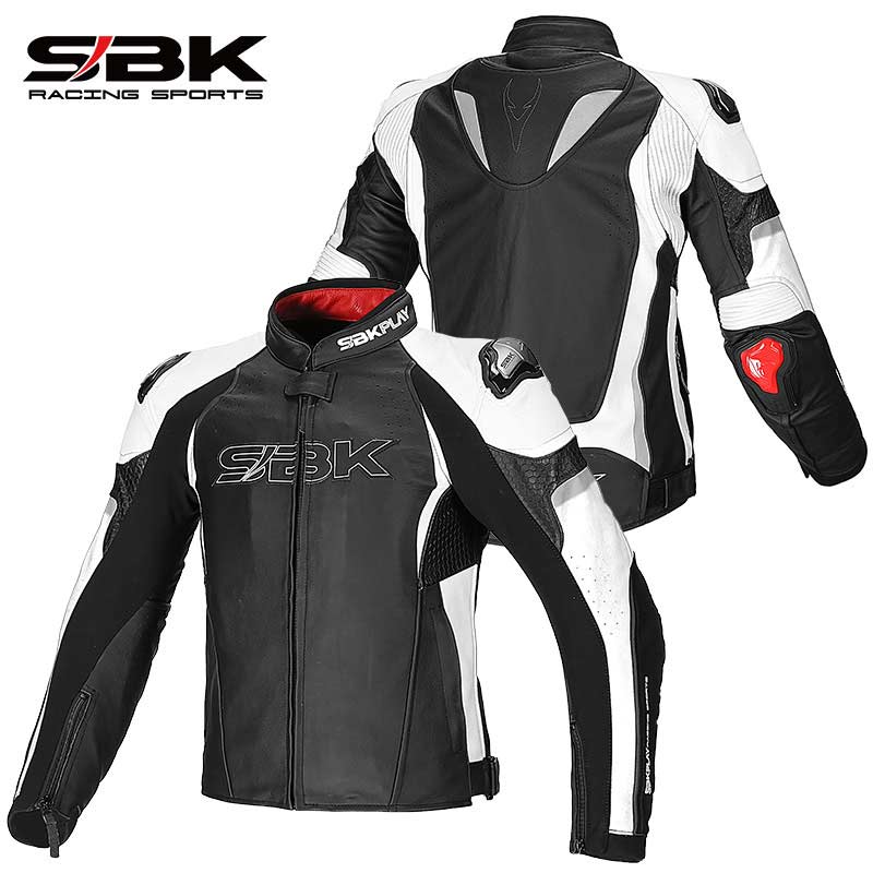 新品SBK骑行服分体皮衣摩托车衣服牛皮夹克机车服赛车装备男骑士