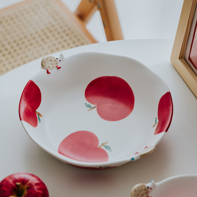 泽滕家蔬菜沙拉碗小号浅汤碗创意可爱手绘陶瓷釉下彩餐具喜庆可爱