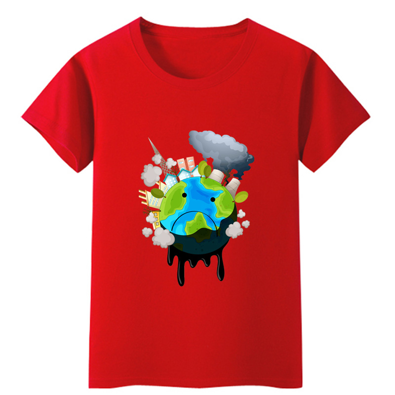 小学生环境污染保护环境绿色地球短袖T恤夏亲子装衣服男女儿童装