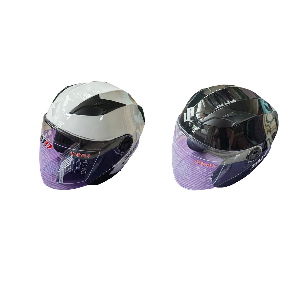 适用轻骑铃木摩托车四分之三盔3C安全认证拆洗四季头盔玻璃单镜片